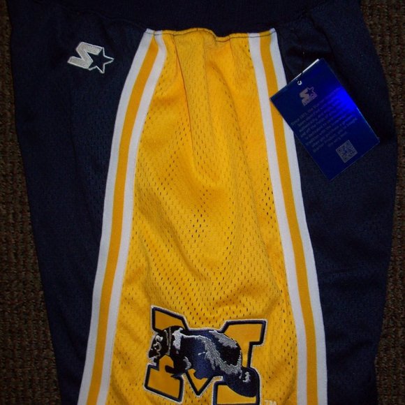 MICHIGAN WOLVERINES STARTER SHORTS BLUE & YELLOW - Picture 6 of 12